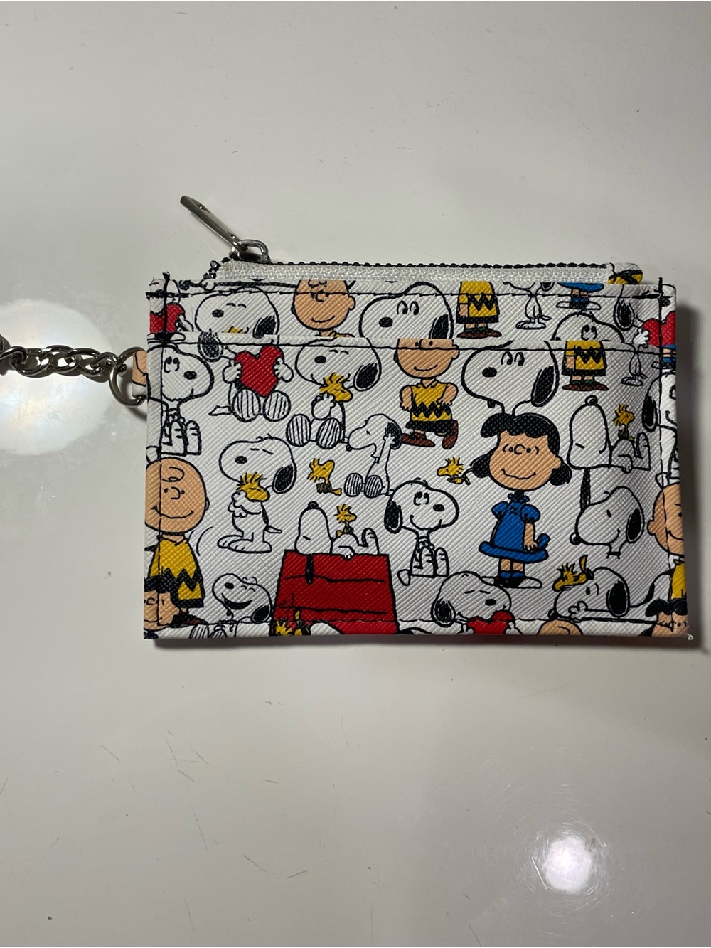 Peanuts White Multi Snoopy & Friends Zip Card Holder with Keychain
